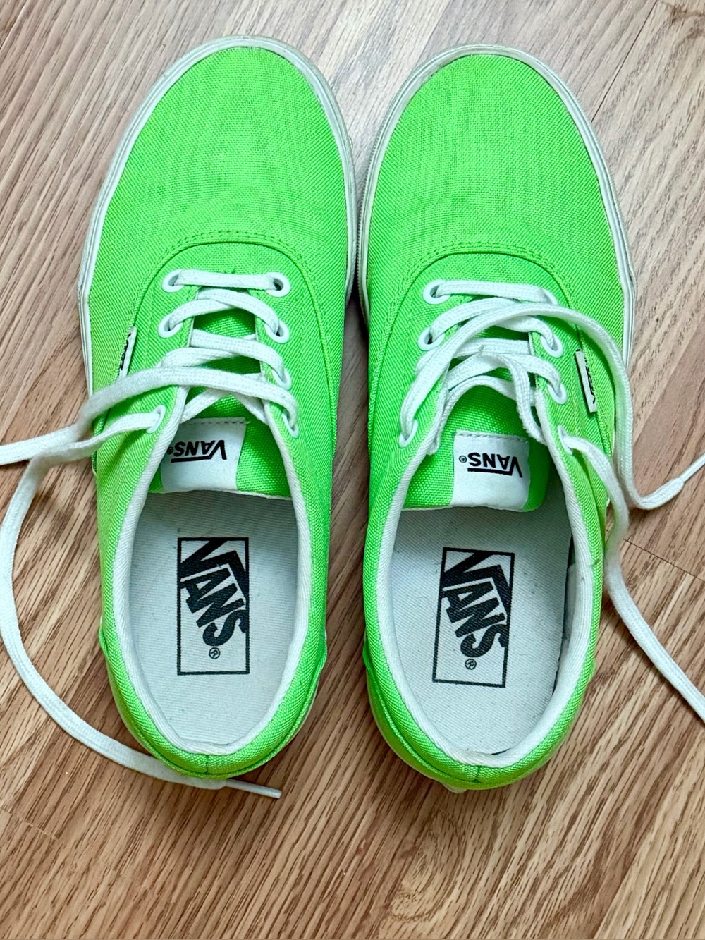 Vans Low-Top Canvas Sneakers in Neon Green and White